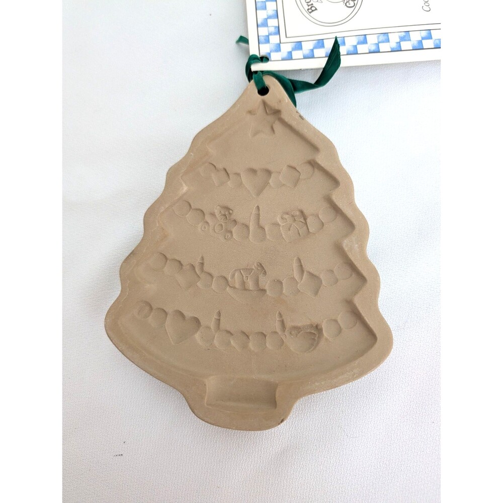 Brown Bag Cookie Art 1986 Christmas Tree Cookie Mold Stoneware w Recipe Book